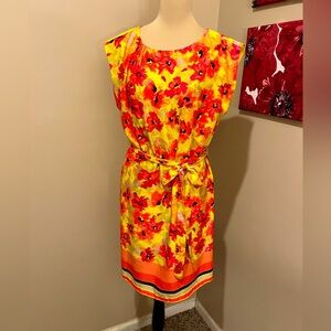 Ann Taylor LOFT Yellow & Red Floral Dress, size 8